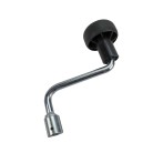 Sido vy av Extra vevparti för jockeyhjul Ø 12mm – svart gummihandtag och böjd arm med 12mm uttag.