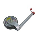 Stödhjul med integrerad stödlastskala – 48 mm rördiameter och röd handtag, sidovy mot vit bakgrund.