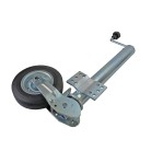 Automatisch jockey wiel – universele flens met 10 gaten – massief rubber wiel 200 x 60mm, max. 250kg draagvermogen.