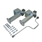 Support set – front view showing two foldable support legs in galvanized steel with a silver finish.
