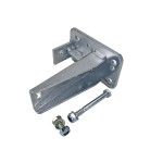 Stützradkonsole – Frontansicht mit vier Montageschrauben und feuerverzinkter Oberfläche in Silber