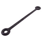 Zwarte rubber bevestiging – 250 mm lang met twee ronde gaten voor bevestiging.