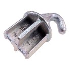 Raccordo terminale IFOR Williams – gancio Ø 13mm in acciaio zincato con due slot per fissaggio, vista frontale.