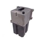 Serbatoio di plastica in alluminio da 5 litri – vista frontale con flangia di montaggio e maniglia integrata.