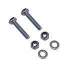 Screw set suitable for lashing eye – front view showing silver hex head screws, washers, and self-locking nuts.
