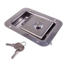 Serrure à plaque de poignée type 2 – design encastré en acier inoxydable – couleur argent et noir sur fond blanc.
