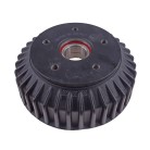 Bromstrumma Alko original förstärkt 200 x 50 – svart med ribbad yta och 5 hål för kompaktlager 39/72 x 37mm.