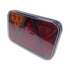 LED rear light – angled view showing red lens cover and integrated licence plate light with LED Can Bus Controller.