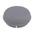 76 mm hub cover grease cap – top view showing a smooth grey circular design with no mounting holes.