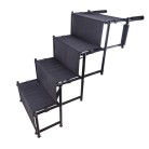 Foldable dog stairs – front view showing a black 4-step design with side handles and padded ends for protection.