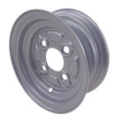 Sivusta näkymä – harmaa 3.00 x 8 vanne, keskireikä 60mm ja 100mm pulttiympyrä, 4 reikää.
