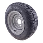 Roue complète 195/50 B10 – jante 6 x 10 avec 5 trous et motif de bande de roulement, couleur noire et grise.