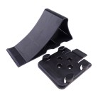 Cale de roue Domar – butée en plastique noir avec un design courbé et une base plate pour un maintien sûr.
