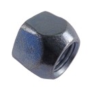 Dado conico M12 x 1,5 – forma esagonale con filettatura interna – colore grigio e blu su sfondo bianco.