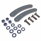 Stoßdämpferhalter – Draufsicht mit 4 Löchern, silberner und grauer roher Oberfläche, inklusive Schrauben und...