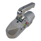 Winterhoff Kugelkupplung TYP EM350R – Frontansicht mit Hebel oben und zwei Bohrungen 14,5 mm in Silber und Grau.