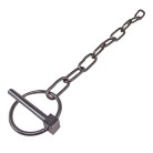 Roestvrijstalen splitpen Ø6 mm – met borgketting en een buitendiameter van 46 mm, geschikt voor Ifor Williams.