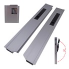 Set of 2 aluminium drop side locks – front view showing gray powder-coated steel handle and 180° opening feature.