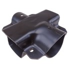 Clamping shell – front view showing 80mm square tube opening and 70/90mm round tube openings in black finish.