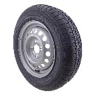 155/70 R13 Goodride tire – angled view showing black tread and silver rim with 4-bolt mounting holes.