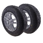 Komplettrad – Frontansicht mit 195/70 R14 Reifen, 5.5J x 14 Alufelge in Schwarz und Silber, Lochkreis 5x112.