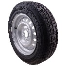185/65 R14 Komplettrad – Schrägansicht mit schwarzem Reifen und silberner Felge, 5 Löcher für die Montage.