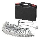 Tältpinnar 20 cm metall – Heavy Duty med plastkrok i svart och silver – frontvy, 20-pack i koffert.