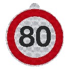 80 speed sticker – front view displaying the circular red and white design with the number 80 prominently visible.