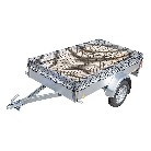 Sidevisning af trailer-net 2x3 m – elastisk, UV-stabiliseret, sort med sølv detaljer.