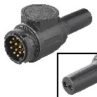 13-pin trailer plug PVC Jaeger type – black with long 2-hole grommet for secure cable entry