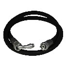 Voor aanzicht van de Hydrauliekslang 3/8" – 2000 mm met 90° aansluiting en M18x1,5 wartelmoer in zwart en zilver.