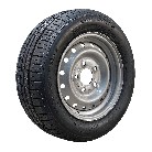 195/50 R13C Goodride – Schrägansicht des Komplettrads mit grauer Stahlfelge und 5 Löchern