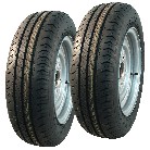 Roue complète vue de face – pneu 165 R13C Linglong monté sur jante en acier grise 4.5Jx13 avec 4 trous.