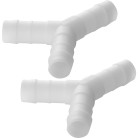 2 x hose connector Y-piece 8mm – front view showing white y-shaped connectors with 8mm diameter.