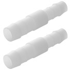 Hose reducer connector – front view showing straight design in white, size 10/8mm.