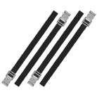 Vue de dessus – quatre sangles de tension noires de 40 cm avec boucle métallique argentée.