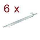 6 x tent peg 25cm metal with hooks – front view showing silver galvanized steel and hooked ends.