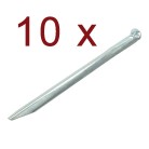 10 x tent peg 30cm metal half round – front view showing metallic silver color and pointed tip design.