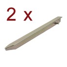 T-tent peg – front view showing two metallic silver 30cm pegs with pointed ends and flat heads.