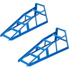 Auffahrrampen – Frontansicht in Blau mit Überfahrschutz und Tragkraft von 2000 kg.