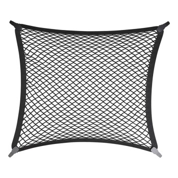 Elastiskt bagagenät 80 x 60 cm – svart med plastkrokar, sett uppifrån på vit bakgrund.