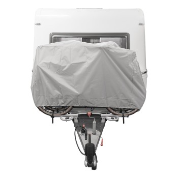 Cykelskydd XL HEAVY DUTY för 2 cyklar – grått ripstop-nylon med dragsko för enkel fastsättning.
