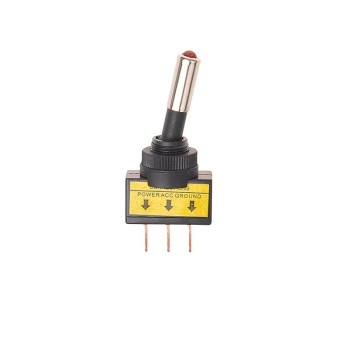 Kippschalter LED rot – Frontansicht mit rotem LED-Indikator und schwarzem Gehäuse.