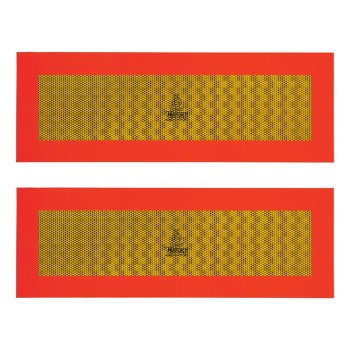 Alu-Warntafel ECE 70 – Frontansicht mit reflektierender Oberfläche und rotem sowie gelbem Warnsymbol.