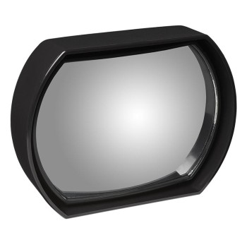 Dodehoekspiegel XL – vast model van 14 x 10 cm – zwart en zilver met een gebogen oppervlak.