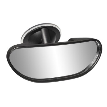 Taustapeili 145 x 57mm – imukupilla varustettu musta ja hopeinen peili edestä näkymä.