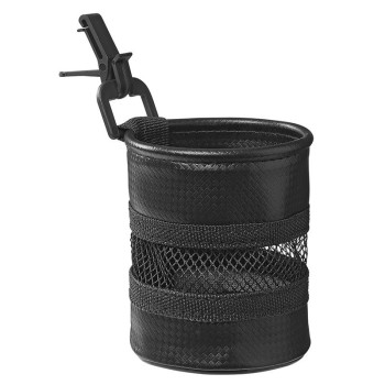 Portabicchieri per auto – design a rete nera – montaggio su griglia di ventilazione, forma cilindrica.