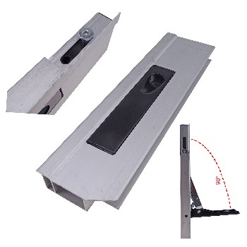 Dropside lock 400mm left – features a black powder-coated handle and mushroom pin locking mechanism.