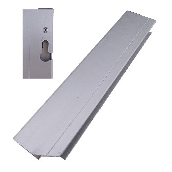 Frontvy av Mothåll 300 mm vänster – anodiserad aluminium med låsmekanism och svampstift, silverfärgad.