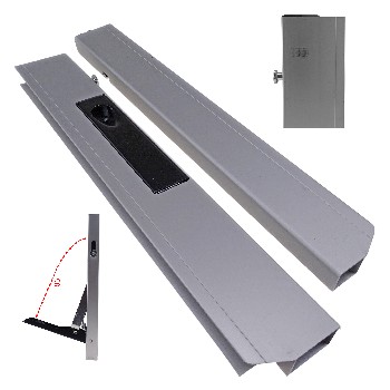 Dropside lock 500mm right – features a black powder-coated handle and silver anodized aluminum body.